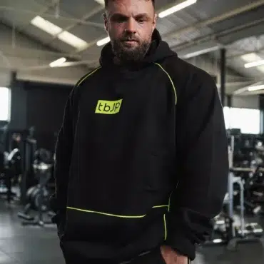Hoodie - Black with Lime Piping - Obrázek 3