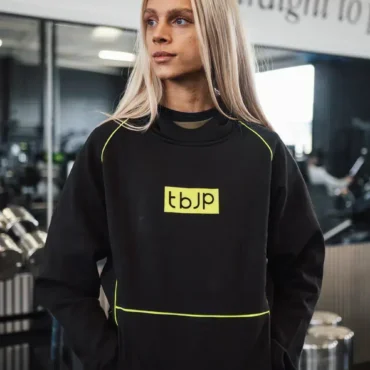 Alternativní pohled na Hoodie - Black with Lime Piping