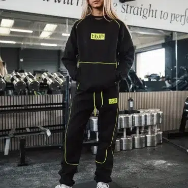 Hoodie - Black with Lime Piping - Obrázek 4