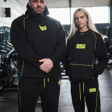 Hoodie - Black with Lime Piping
