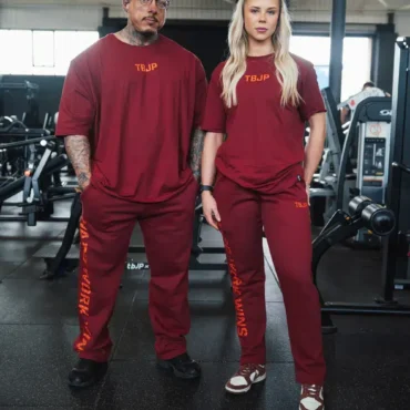 Alternativní pohled na Joggers - HARD WORK WINS Deep Red
