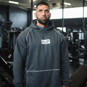 Hoodie - Grey with White Piping - Obrázek 3