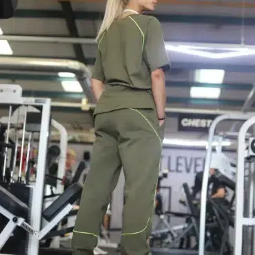 Joggers - Taupe & Lime Contrast