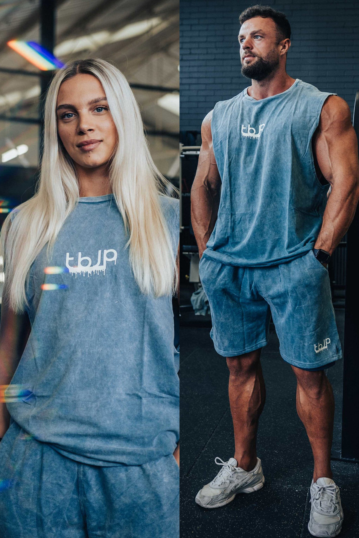 tbJP Drip Logo Vest in Blue Green - UTILITY01