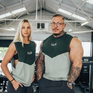 Sleeveless Tshirt Vest with vertical back stripe, in Sage & Pine - UTILITY01
