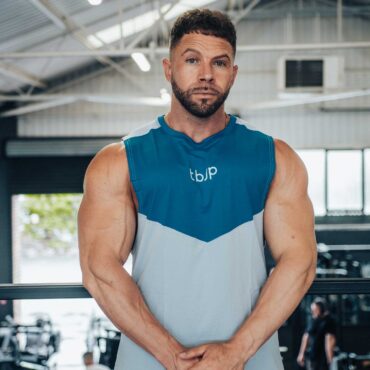 Sleeveless Vest with vertical back stripe, in Baby Blue & Electric Blue - UTILITY01 - Obrázek 3