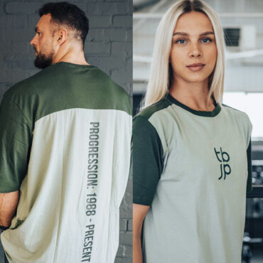 Set In Sleeve Tshirt - Vertical back logo, Sage & Pine - UTILITY01