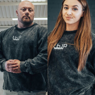 tbJP Drip Logo Sweater in Black with a Light Grey Logo - UTILITY01