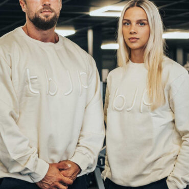Embroidered Sweater with tbJP Logo in Cream - UTILITY01